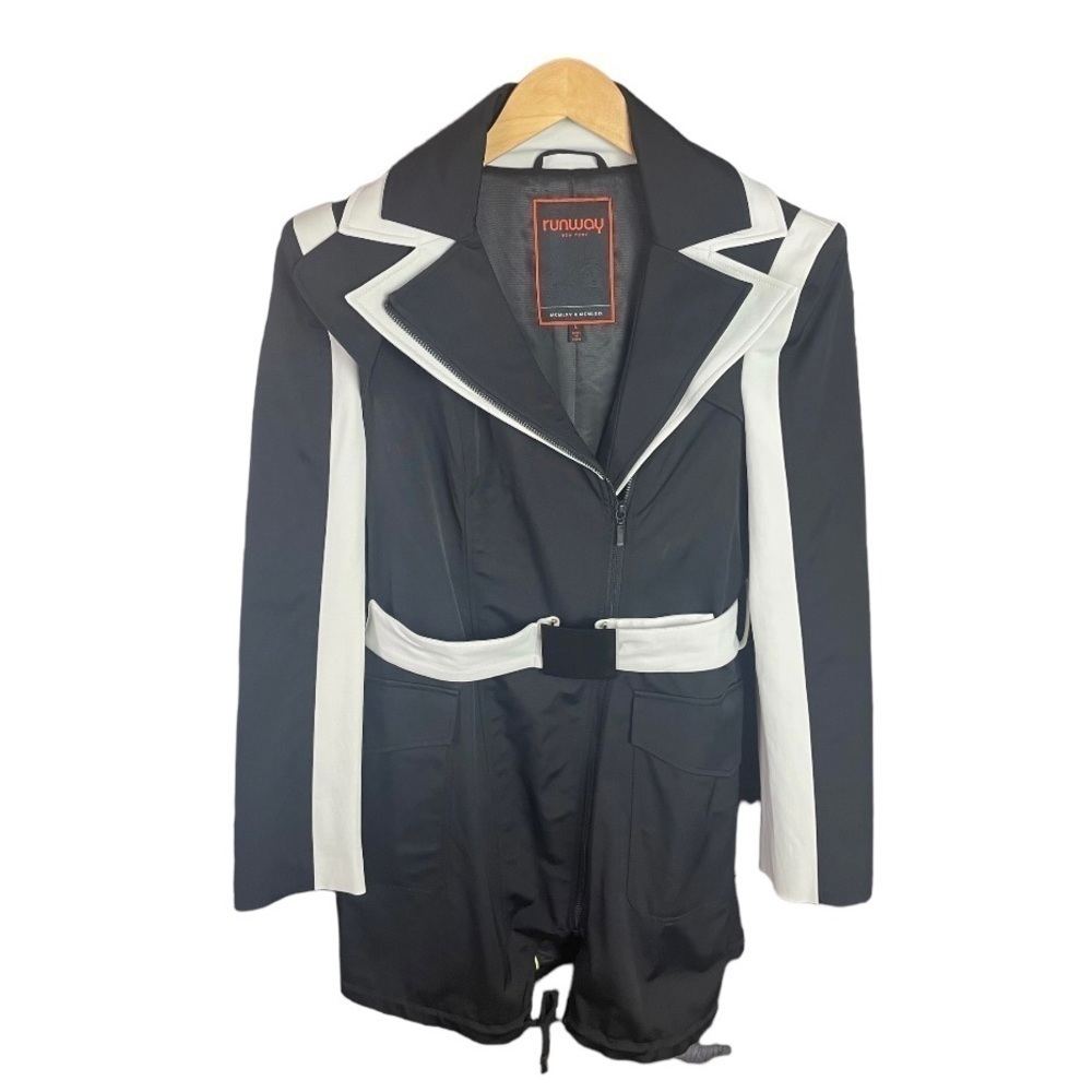 RUNWAY New York Women’s Trench Coat Black White Size Large